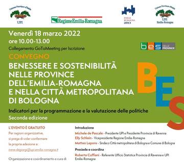 Benessere e Sostenibilità nelle province dell’Emilia-Romagna e nella città metropolitana di Bologna - II edizione
