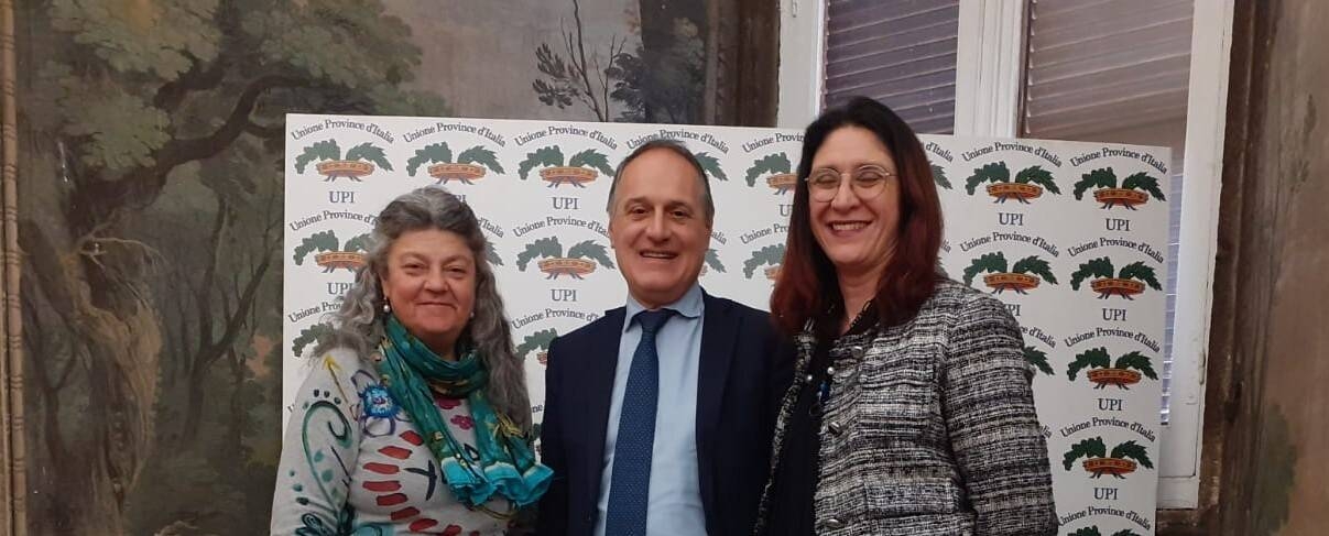Da sinistra: Paola D'Andrea (già Presidente Cuspi), Gaetano Palombelli (Direttore UPI Lazio e Responsabile area istituzionale UPI), Roberta Cuffiani (attuale Presidente Cuspi)