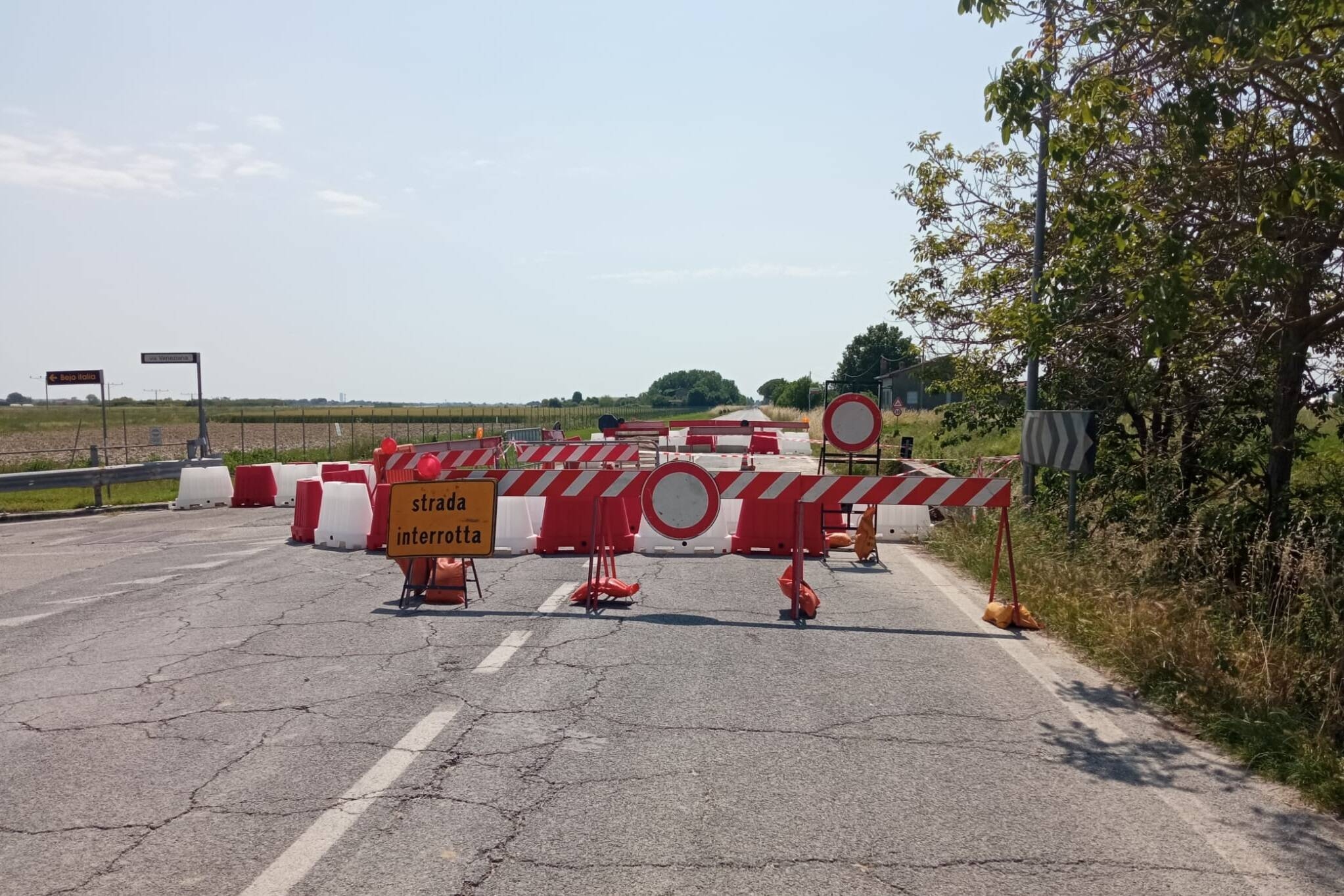 SP 32 interrotta a seguito crollo ponte